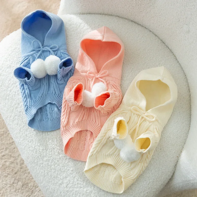 Autumn Winter Cat Hair Ball Sweater Pet Dog Feet Warm Hooded Knitted Sweater Small Medium Dog Teddy Pet Clothing Puppy Clothes