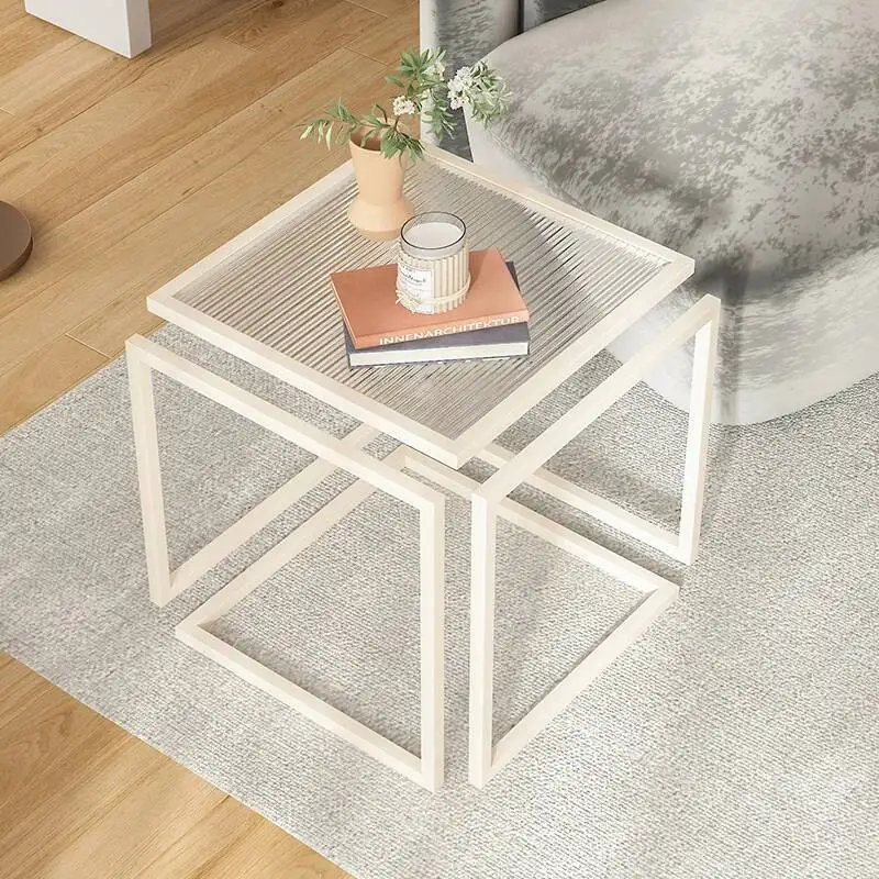 Nordic Table Edge Creative Glass Designer Square Coffee Tables Transparent Night Small Basse De Salon Entrance Hall Furniture