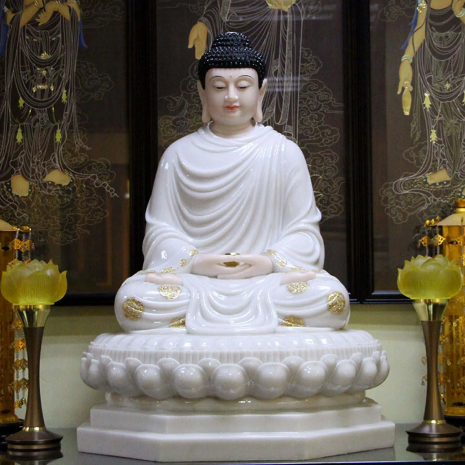 

48CM large Southeast Asia Buddhism HOME temple HIGH grade Sakyamuni Amitabha Buddha Patron saint jade statue bless safety health