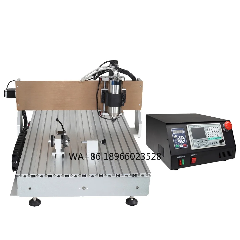 Mini cnc milling machine Water Cooling 6090 4 axis 2200W Spindle DSP cnc router Ball Screw for wood marble engraving