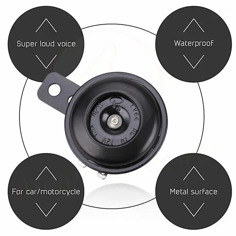 M49K-Signal Speaker 12V 1.5A 105Db Motorcycle Electric Horn Universal Waterproof Round Loud Horn Speakers 2PCS