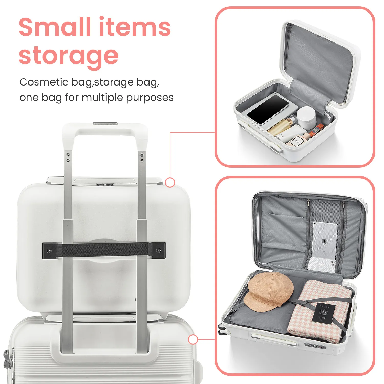 Premium Unisex Suitcase 4 Piece(14/20/24/28)Durable & Stylish Travel Companion with Lock Ideal for Daily Use ,Boarding,white