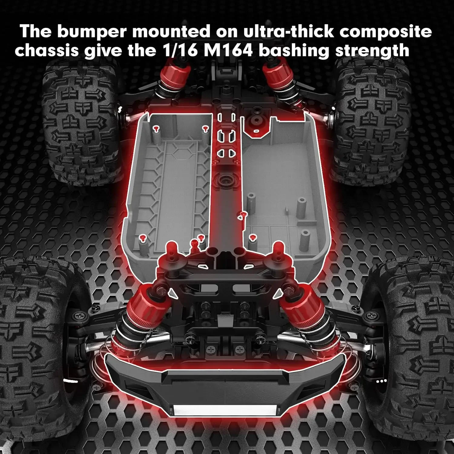 شاحنة RC 1/16 4X4 - سيارة RTR متينة للمبتدئين، سرعة عالية 38 كم/ساعة، جهاز تحكم عن بعد مع بطارية 2S 1500 مللي أمبير في الساعة