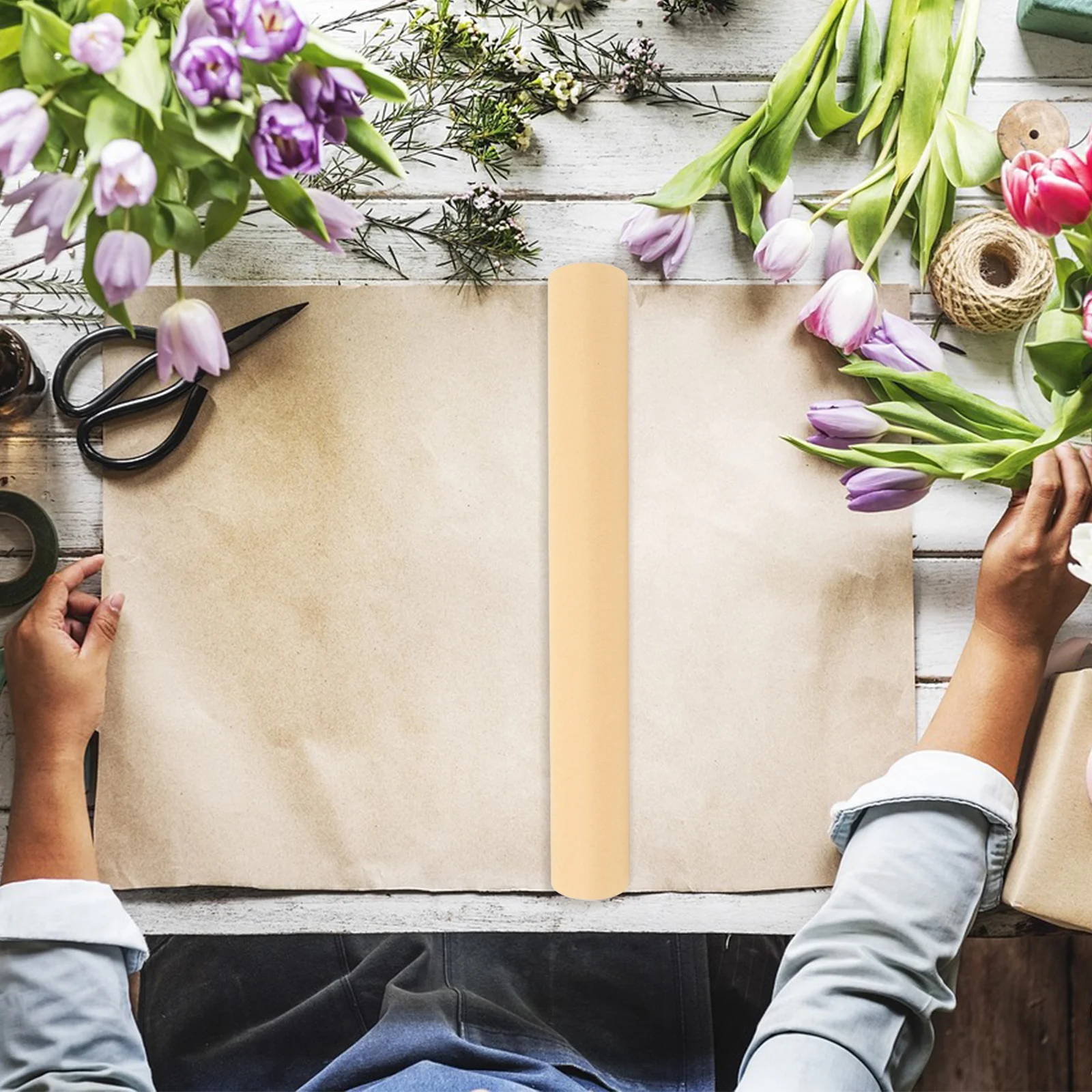 1 لفة ورق كرافت لفة ورق تغليف عتيق لباقة الزهور تغليف الهدايا للأطفال مشاريع فنية لعيد الميلاد وأعياد الميلاد