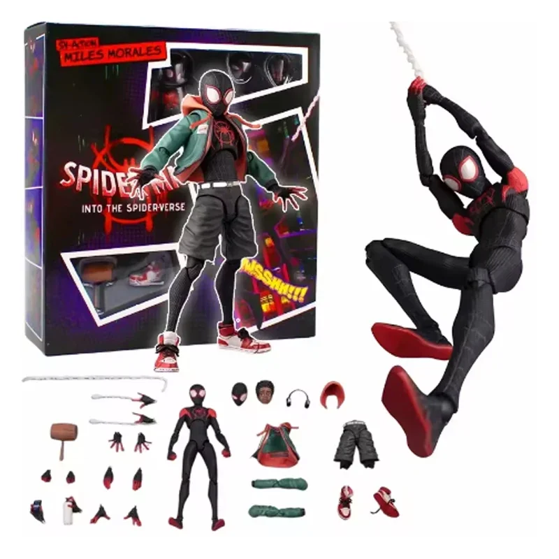 Spider-man Sentinel Sv Anime Figure Action In Stock Spider-verse Miles Morales Peni Parker Action Figurine Movable Doll Toy Gift