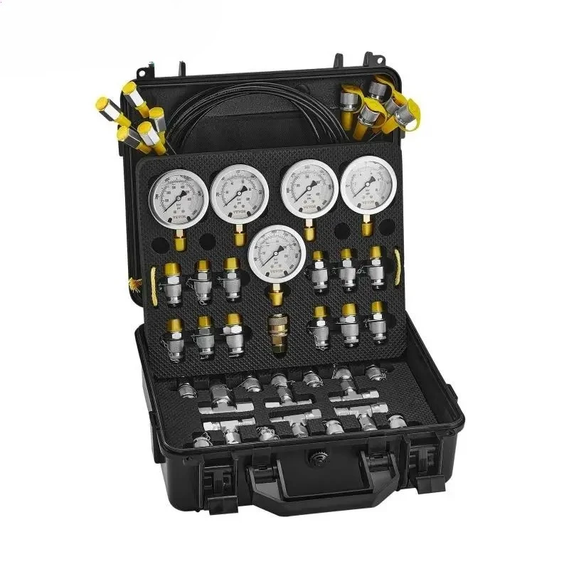 

SucceBuy Hydraulic Pressure Test Kit Excavator Hydraulic Test Gauge Set with Carrying Case for Excavator Tractors Machinery