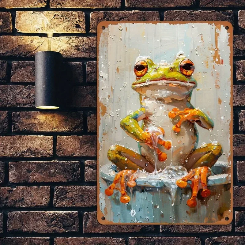 Frogs in The Bathtub Retro Metal Signage Iron Wall Art Suitable for Bathroom and Bar Decoration Perfect for Room Decorations