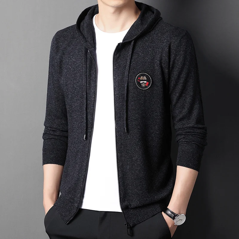 sweater Men's hooded autumn and winter casual loose sweater coat sweater coat