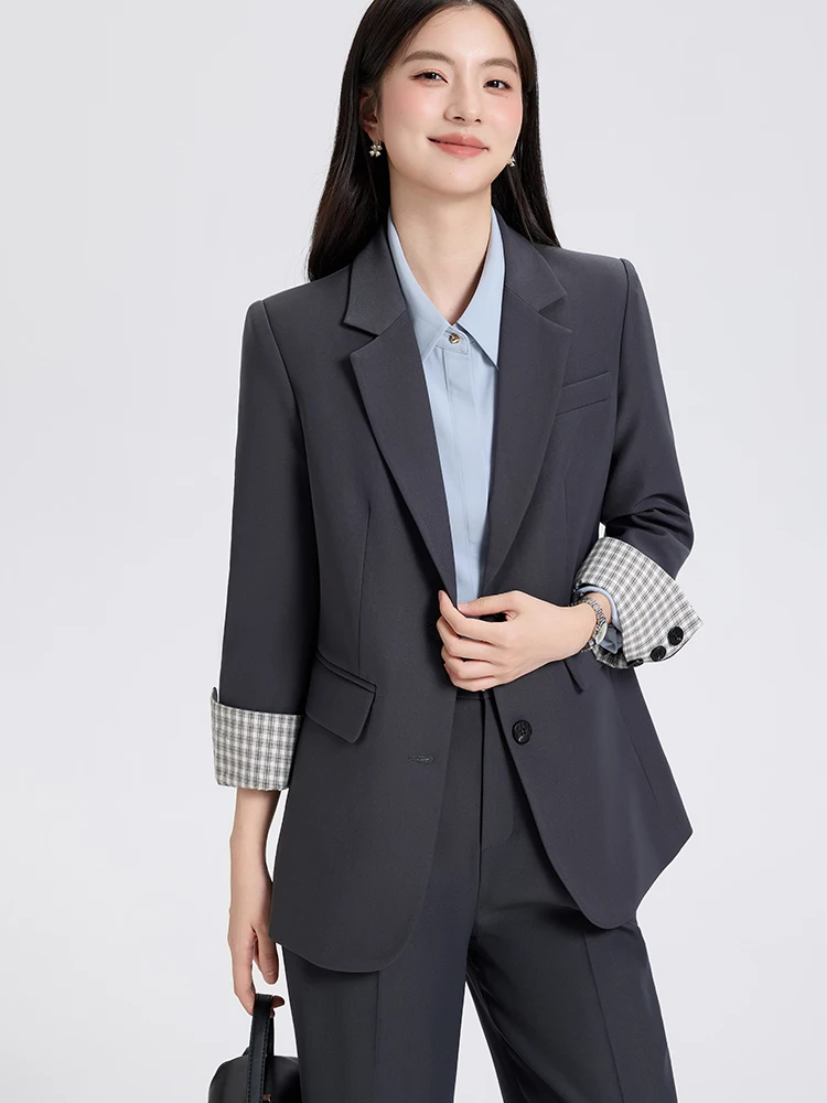 Completo da donna con blazer e pantaloni da lavoro da ufficio, set da 2 pezzi