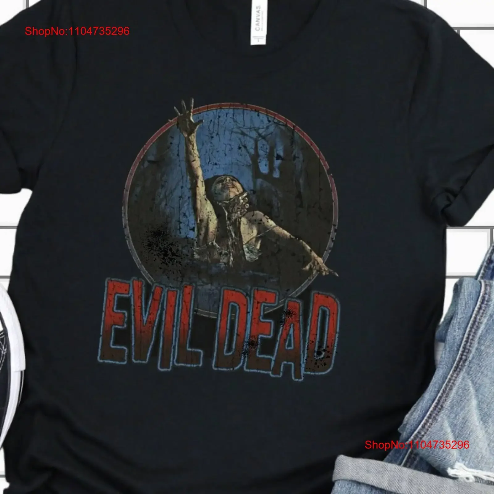 THE EVIL DEAD T-Shirt Vintage Ästhetik 1980er Jahre Horror Di Vintage Washed Fashion Top für Alltagskleidung Designerkleidung Unisex