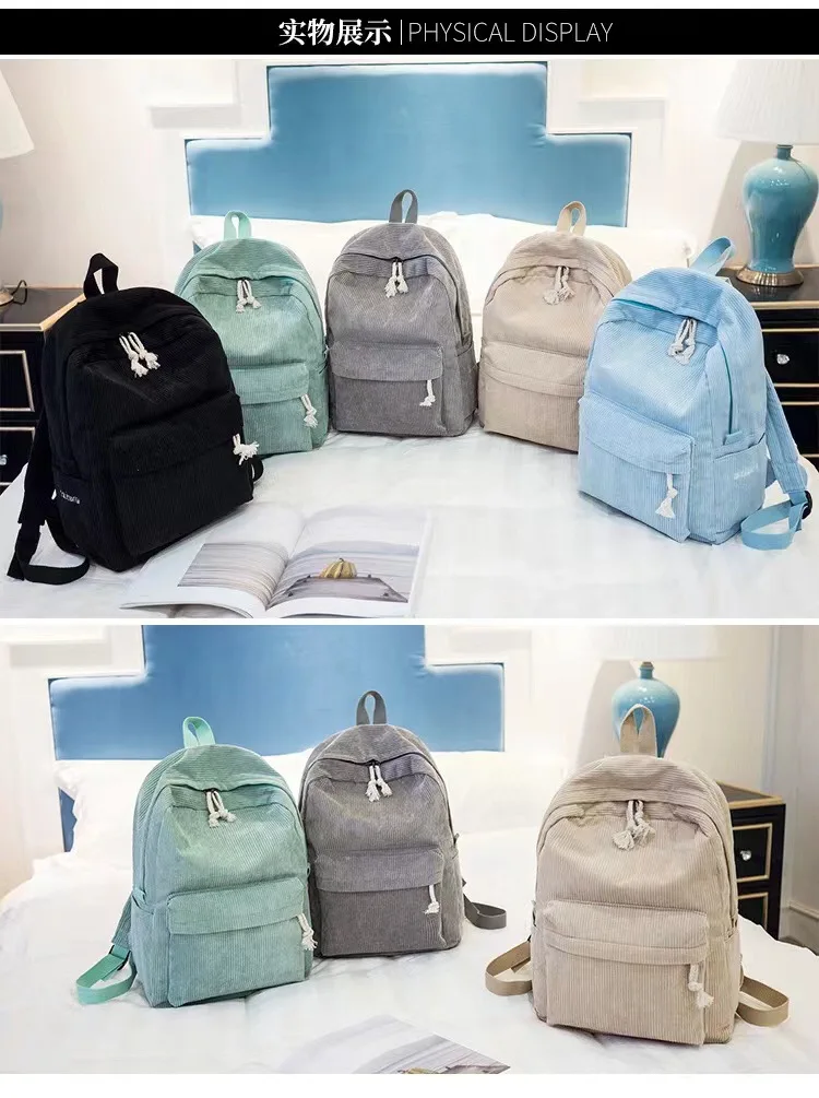 Cord-Rucksack, Academy Fashion Schultaschen für Mittelschule/Highschool und College, niedliche Quastendetail, vielseitige lässige Alltagstasche – Detail 20