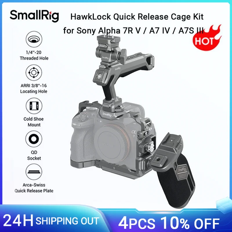 

SmallRig HawkLock Quick Release Advanced Cage Kit for Sony Alpha 7R V / A7 IV / A7S III, w HDMI Cable Clamp Handle Monitor Mount