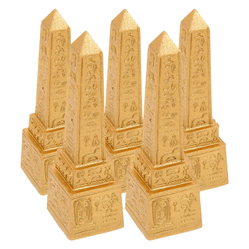 

5Pcs Egyptian Obelisk Resin Decor Sand Table DIY Ancient Egypt Home Decoration Office Desktop Egyptian Ornament