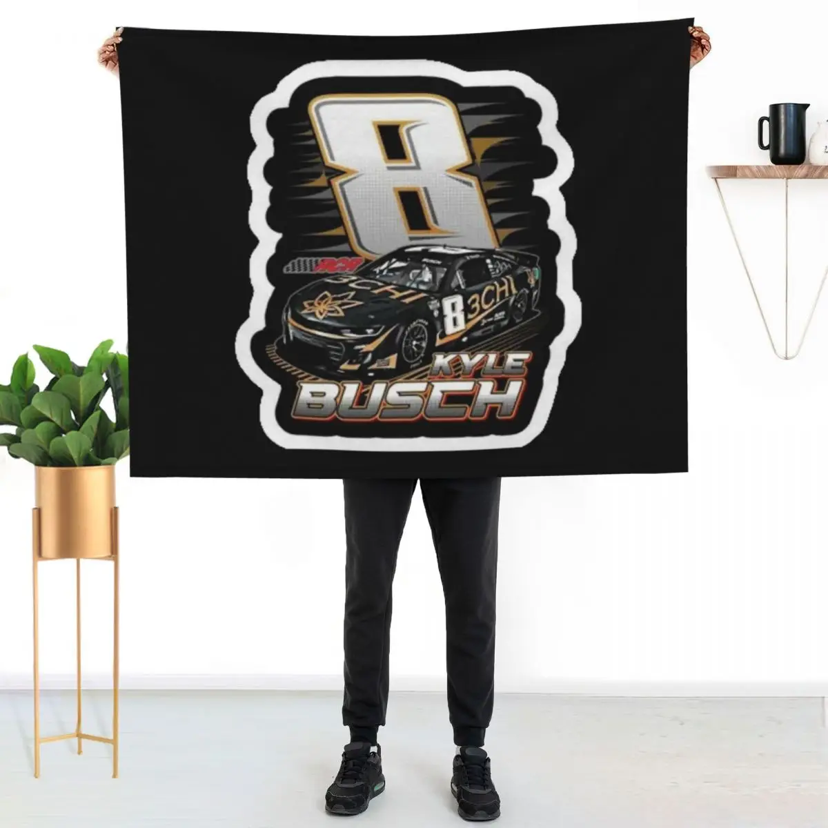 

Kyle Busch 3Chi Throw Blanket Stylish Decor Blanket Gift for Friends Roommate