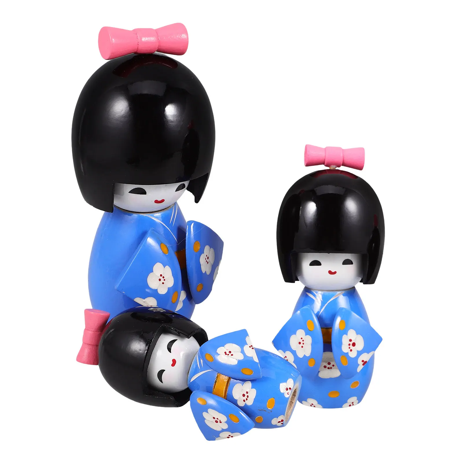 

3Pcs Japanese Kimono Decor Small Compact Wooden Traditional Kimono Statue Lightweight Tabletop Ornament Home Desktop Decoration