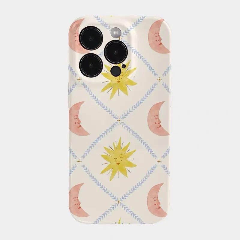 

Ins Pink Moon Yellow Sun Phone Case for IPHONE 17 Air 16E 15 PROMAX 14 Plus 13 12 MINI 11 PRO 16Plus XR XS Acrylic Phone Cover
