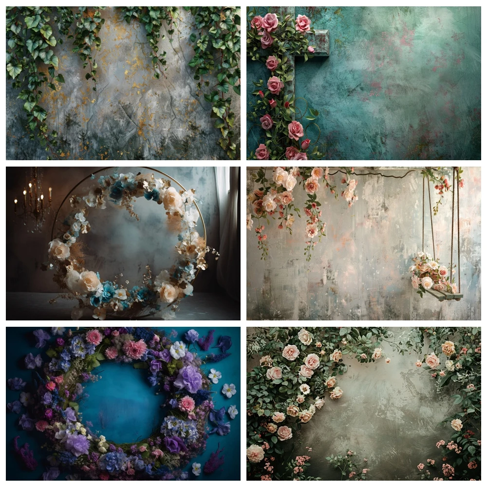 

Abstract Floral Photography Backdrop Green Vine Spring Watercolor Painting Flower Baby Shower Pregnancy Portrait Backgrounds