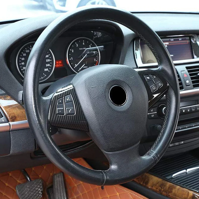 

2Pcs Carbon Fiber Steering Wheel Cover Trim For BMW X5 E70 2008-2013
