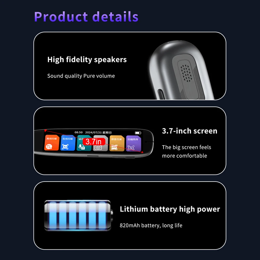 S65 Translation Pen Scan Reader Device Text Scanning Reading Translator Real Time Intelligent Text Scanning Point Reading Pen