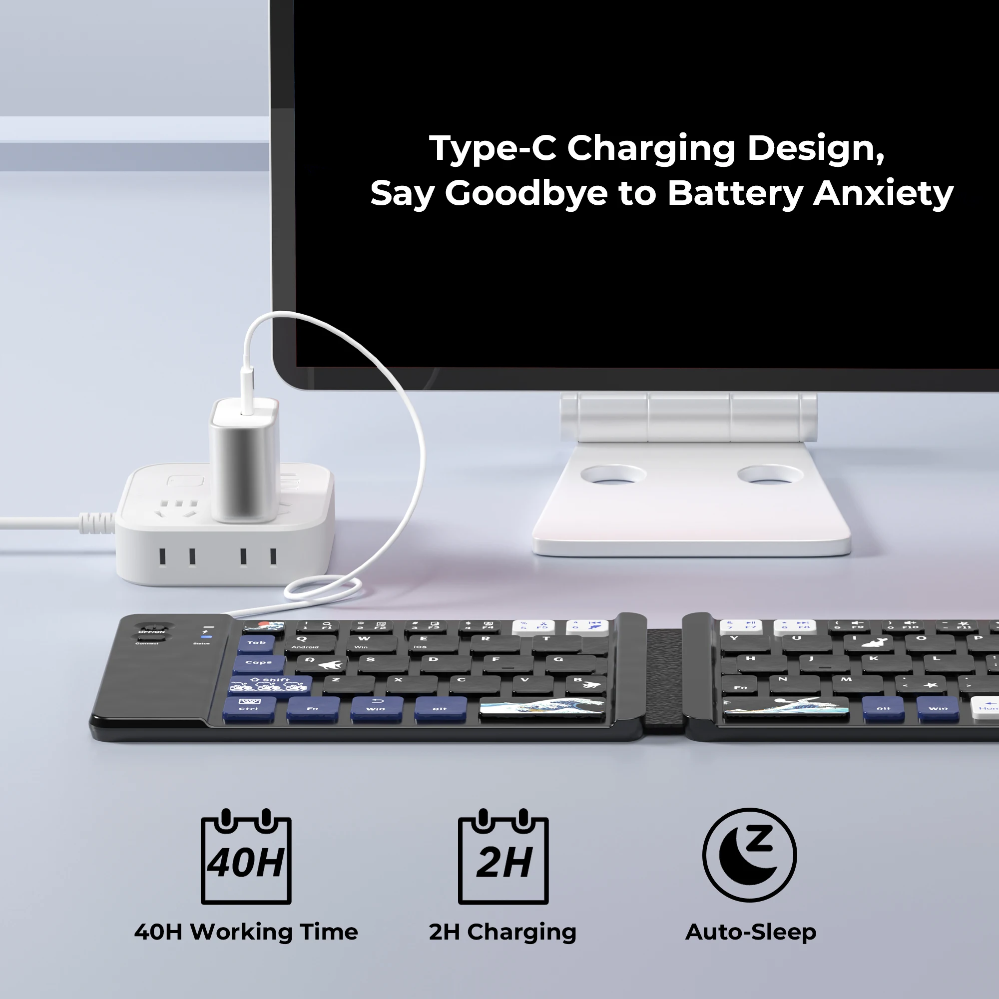 XVX Notebook Bluetooth Keyboard Key Actuation Feel Ultra-thin&Lightweight Type-C Charging Design 40H Working Time 2H Charging