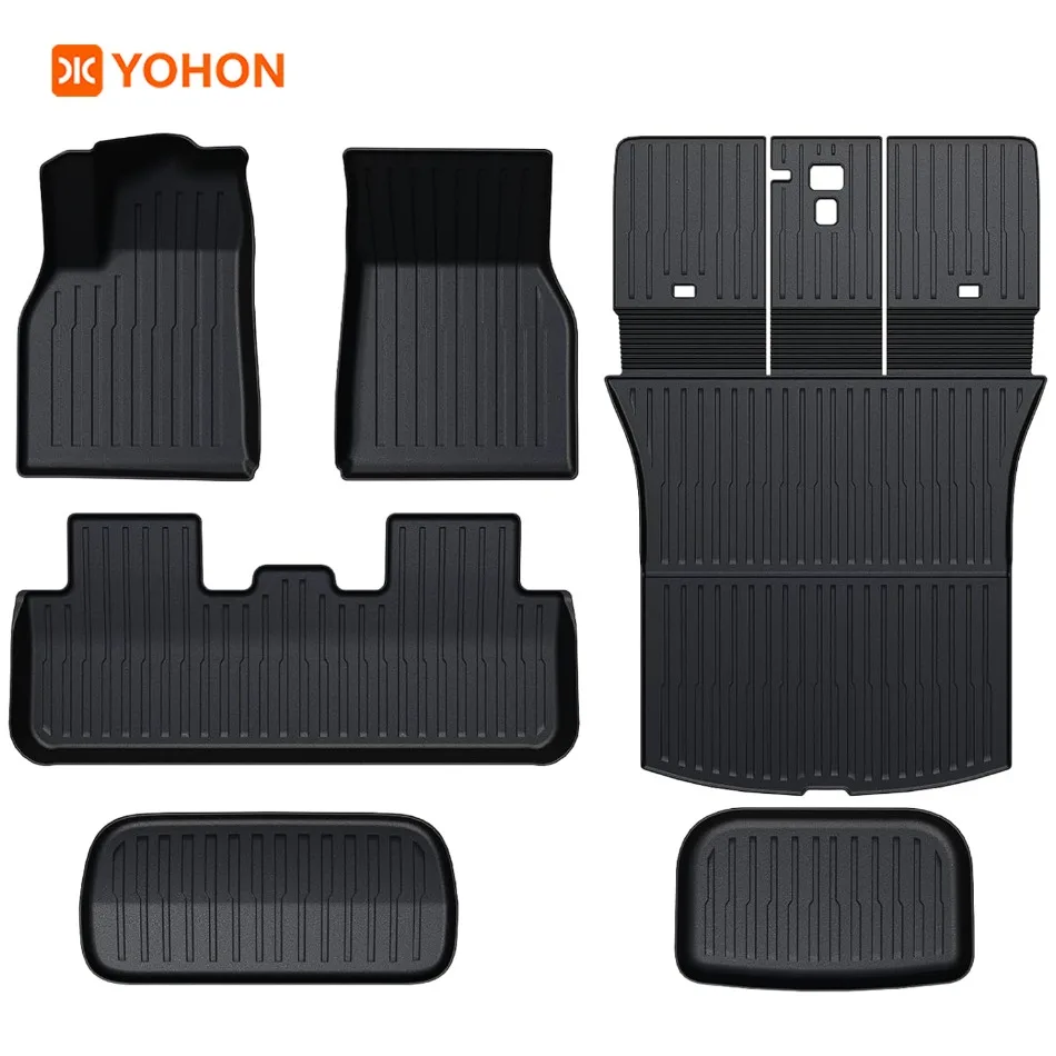 

YOHON Floor Mats for Tesla Model Y Juniper 2026 Full Coverage Double Layered Carpet Odorless Cargo Liner Integrated Trunk Pad