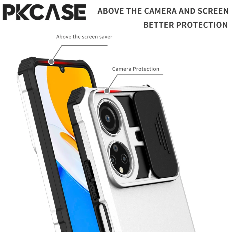 PKCASE Slide Camera Lens Case For Honor X9 5G X8 4G X7 X30 X30i Stand Push Window Cover For Honor Play 30 Plus Magic 4 Lite