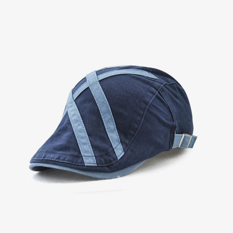 Beret European And American Leisure Simple Casquette Well-shaped Patch Strip Metal Small Labeling Peaked Cap