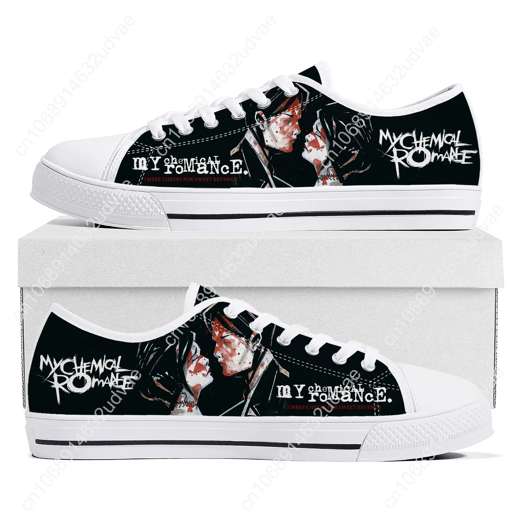 My Chemical Romance Low Top Shoes Man Woman Teenager Canvas Casual Sneaker Sneakers Couple Footwear Custom Shoe White