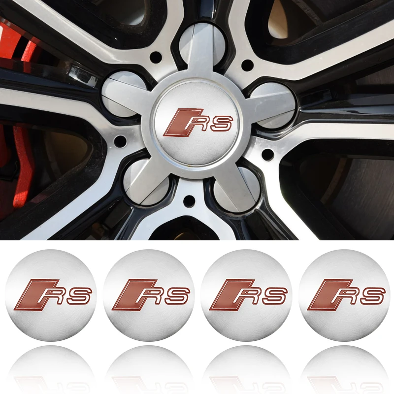 60mm Car Wheel Sticker Hub Center Caps Badge Emblem Rim Cover For Audi S RS SLine 8P A3 8v a1 s3 a6 c8 a4 b8 Quattro Car Styling