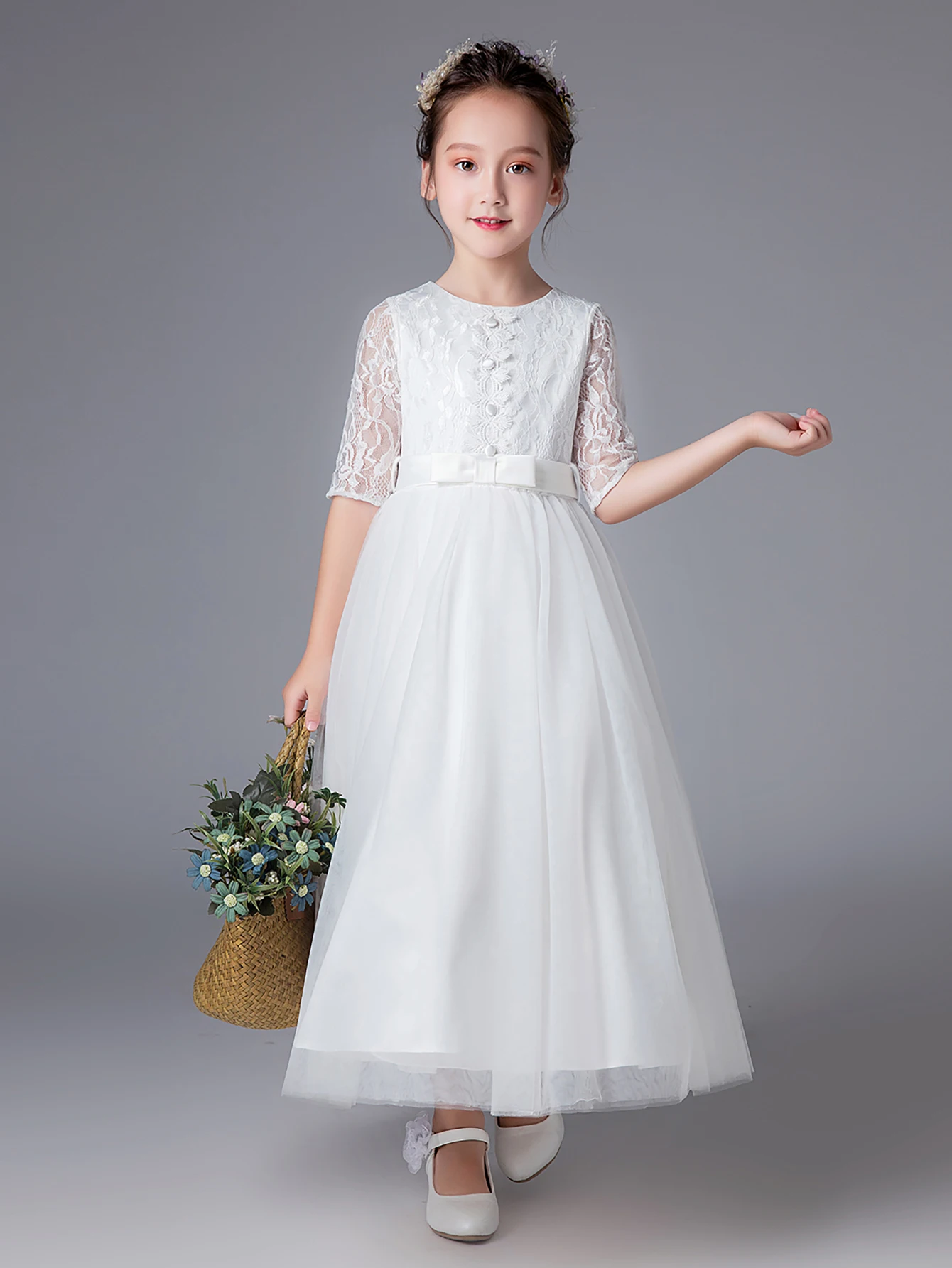 Tween Girl Summer Clothing Flower Girl Dress White Ball Gown for 12 Year Old Girls Kids Party Dresses