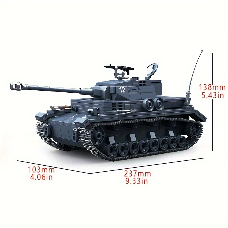 985Pcs City Swat Rotatable For CATERPILLAR Type 4 Tank Model Ornaments, Military Collectible Block Toys, Birthday Gifts