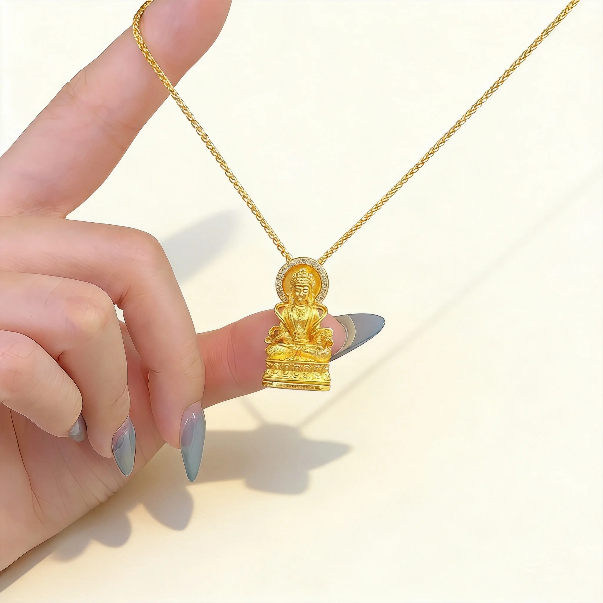 Chinese Traditional Style Lucky Blessing Medicine Buddha Pendant Ancient Gold Plated Inlaid Zircon Good Luck Amulet Necklace Cha