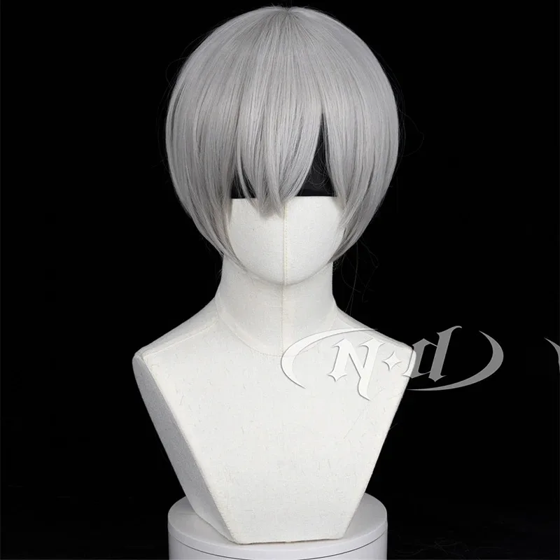 Cynd yorha no.9 tipo s 9s perucas cosplay nier automata curto cabelo cinza perucas cosplay para comic con coser festa de halloween sintético