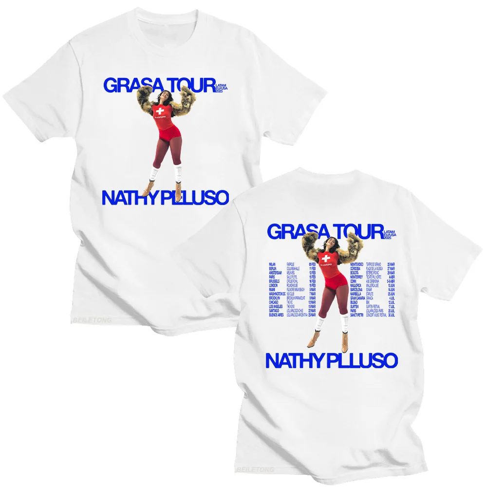

Nathy Peluso Grasa Tour 2025 Tshirts Women Men New Fashion Short Sleeve Summer Perfect Y2K Cotton T-shirts Oversized Streetwear