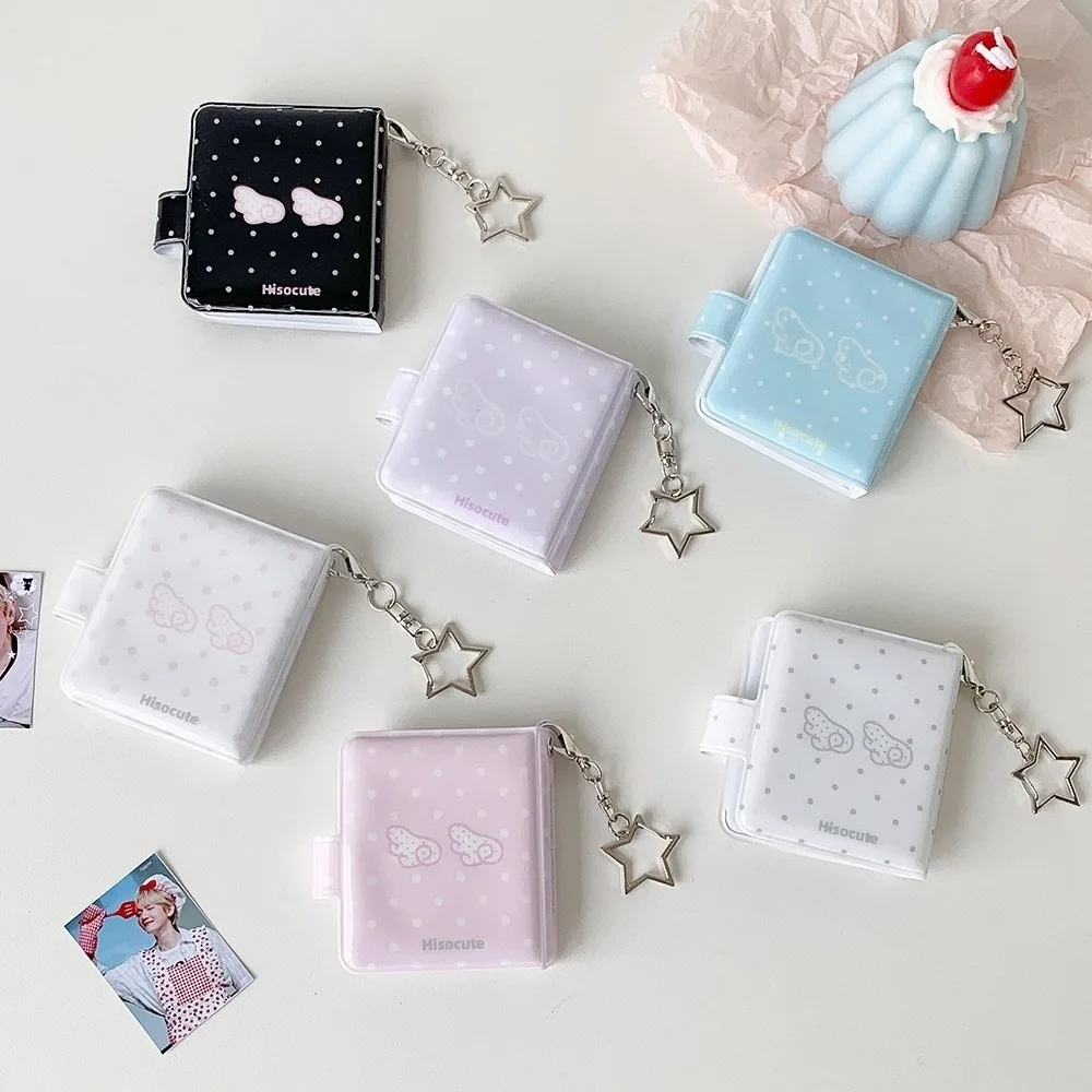 Kawaii 2-Inch Photo Card Holder Snap Button PVC Mini Photo Album Angel Wings Photocard Binder Bag Decoration