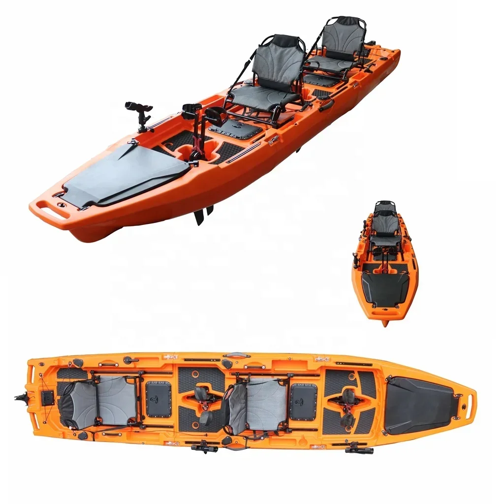 14 FT 3-Section Detachable Solo Tandem Modular Pedal Kayak New Design HDPE Hull for Touring and Lake Fishing