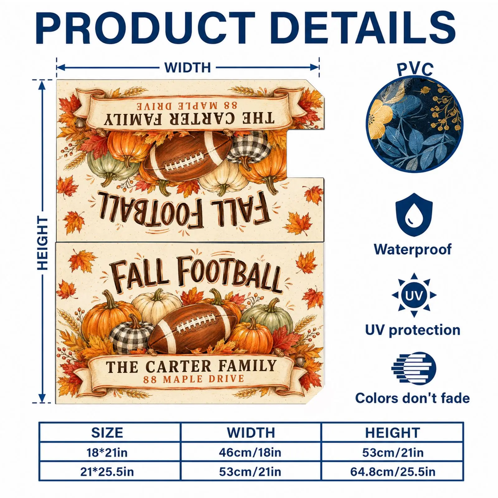 Custom Family Address &Photo Mailbox Cover Pumpkin Post Letter Box Cover for Outside Standard Mailbox Yard Outdoor Decor