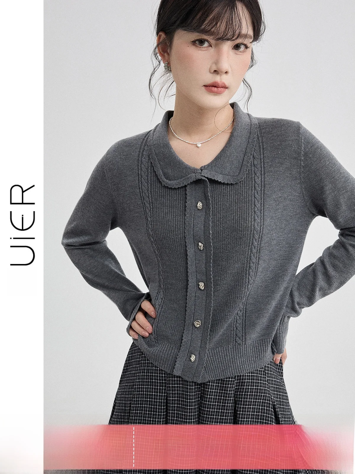 

Вязаный кардиган Guier: женский повседневный универсальный ретро-топ премиум-класса, новинка весны, с длинными рукавами, на пуговицах, однотонный