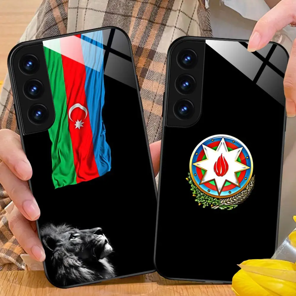 

Чехол для телефона с флагом Азербайджана для Samsung Galaxy S26 S25 S24 S23 S22 S21 S20 Note20 Plus FE Ultra, стеклянный, цветной