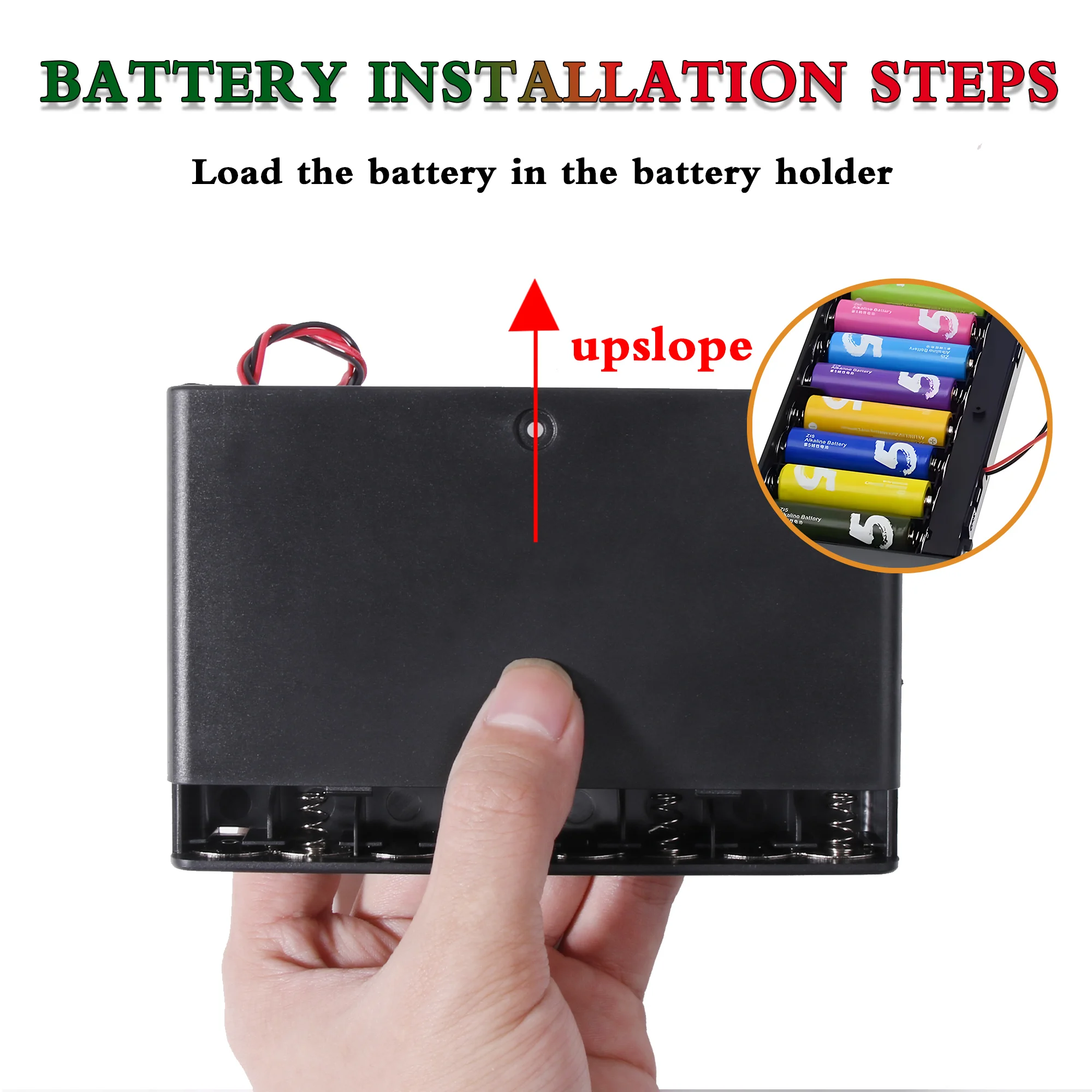 스위치 유선 ON/OFF 및 와이어 및 커버 포함, 8 AA 배터리 거치대, 12V 배터리 거치대 케이스 박스, 총 2 개