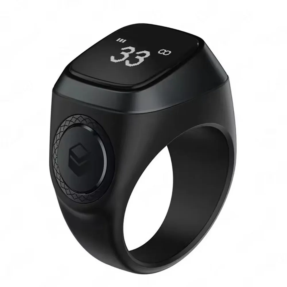 2026 Qibla Smart Zikr Ring Praise Tasbih Tally Electronic Digital Counter for Muslims 5Prayer Time Vibration Reminder Waterproof