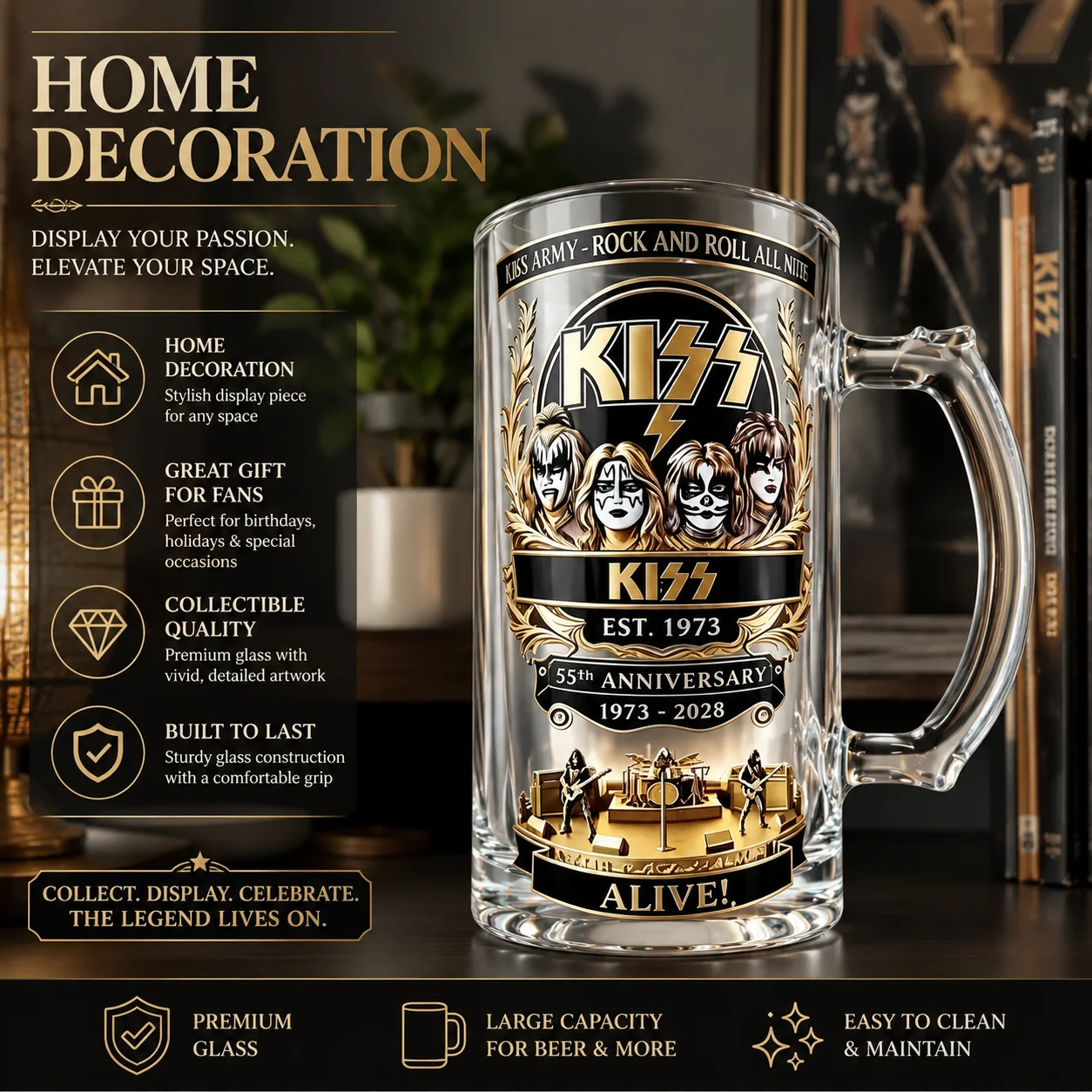 Caneca de Cerveja KISS 55º Ani - Beer Mug Handled avaliação e preço