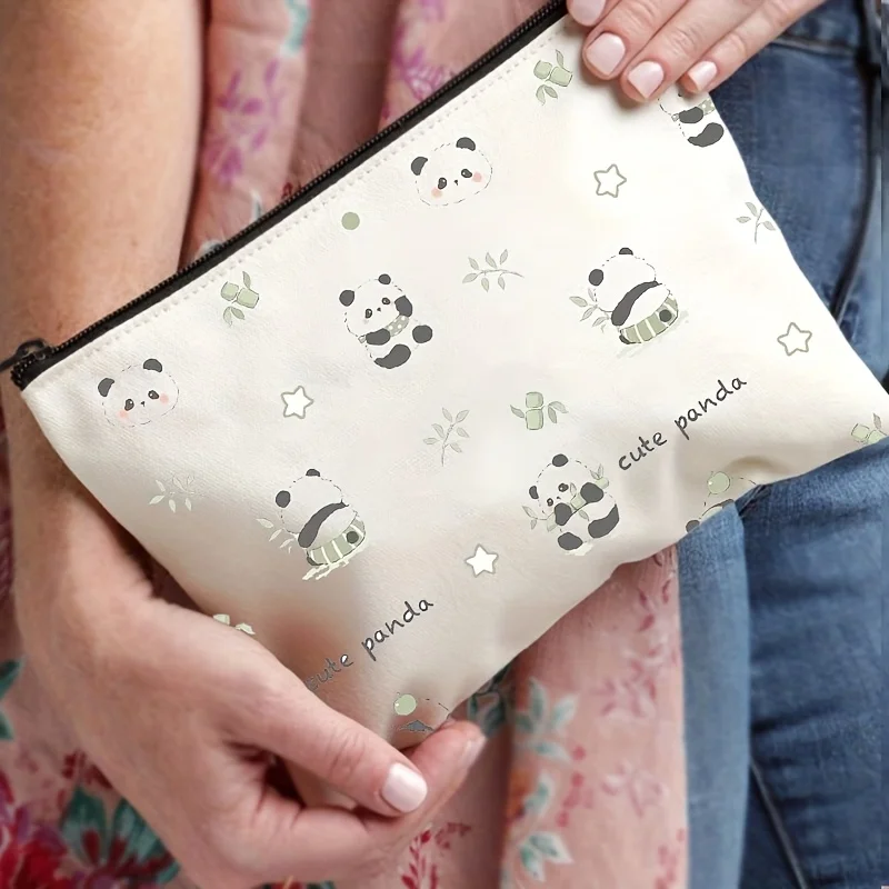 かわいいパンダの化粧品バッグ - 多機能ジッパーポーチ、ジュエリー収納バッグ、旅行に最適なジッパー付き小型収納バッグ。