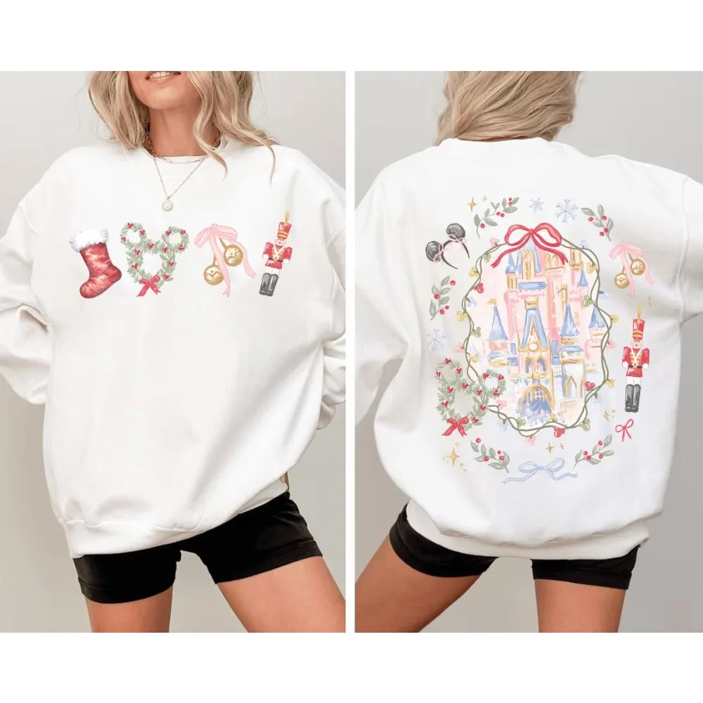 ديزني كوكيت القوس عيد الميلاد ميكي كسارة البندق ماجيك كاسل البلوز للجنسين الخريف / الشتاء طاقم الرقبة البلوز #1