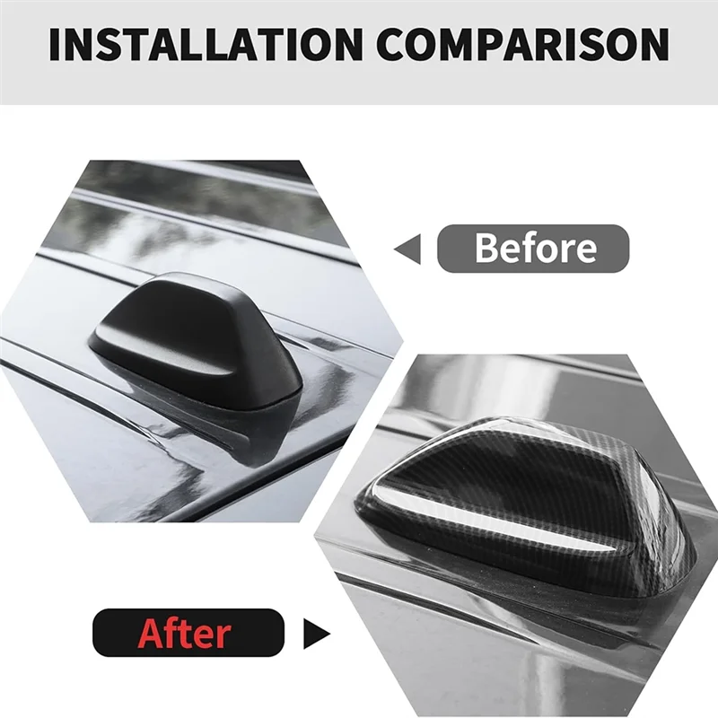 車のカーボンファイバー屋根ふかひれアンテナシェルトリムカバーダッジ Durango14-24 Ram 18-24 ジープグランドチェロキー 21-24