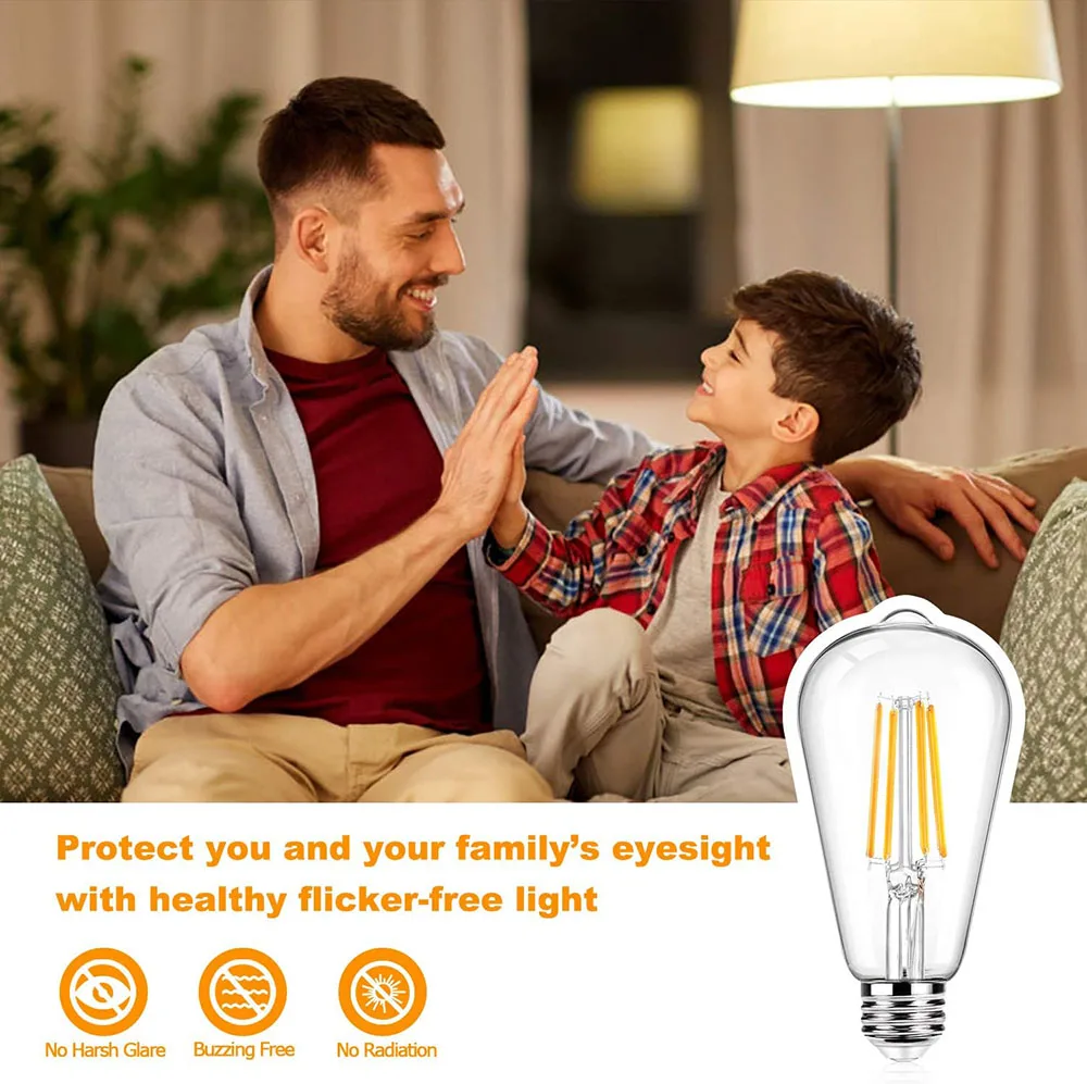 LED ST64 bulb16W 12W 10W 6W DC 220V 240V Gold Filament Bulb E27 ST64 Light Vintage Edison Lamp Retro Gold Glass Appearance