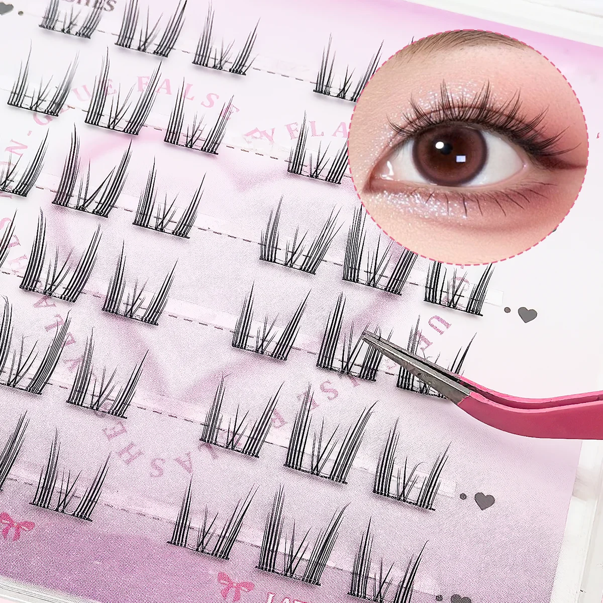 한국 및 일본식 무접착 인조 속눈썹 - 2가지 스타일, C컬 천연 속눈썹, 초보자 친화적, 눈 크기 강화