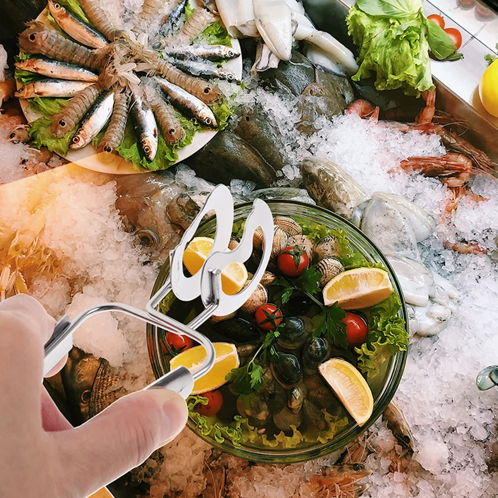 

6pcs Stainless Steel Spring Tongs Buffet Restaurant Serving Clips Ergonomic Snail Escargot Seafood Salad Cube Tongs Kitchen