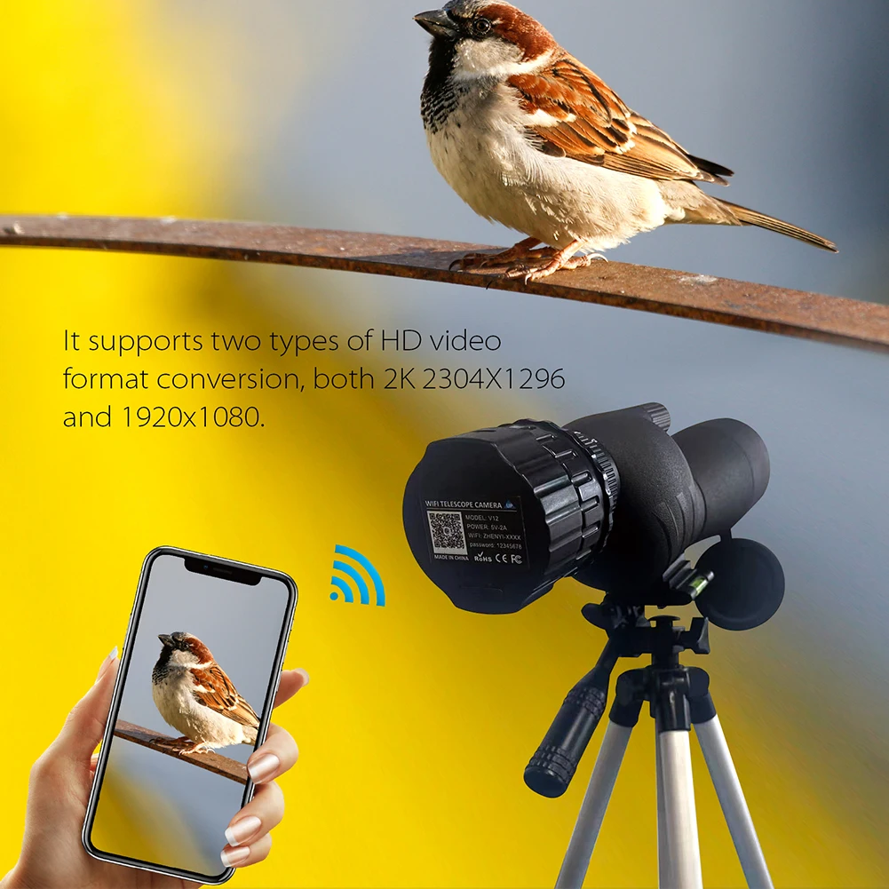

2K High-Definition WiFi Electronic Eyepieces for 25mm-50mm Scopes WiFi Telescope Eyepiece Camera Portable Spotting Scope Camera