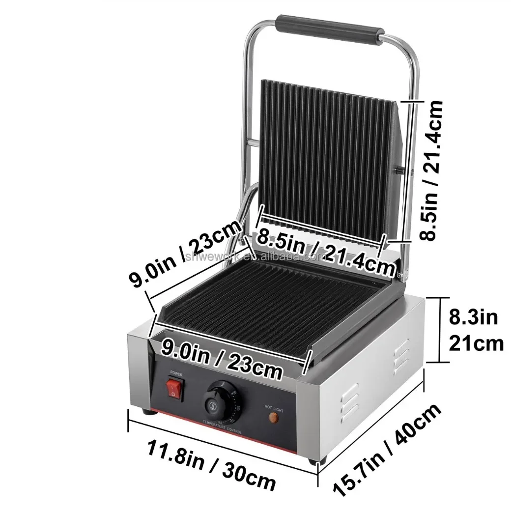1800 Watt Single Slot Plate Commercial Sandwich Panini Press Grill Household Toaster Electric Grill